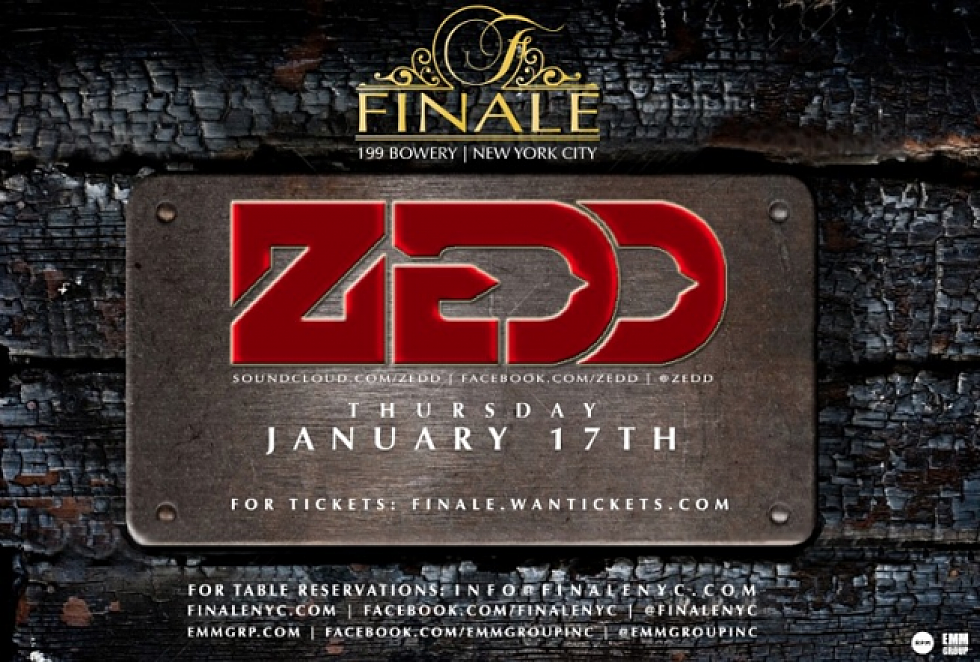 Zedd at Finale Thursday January 17th