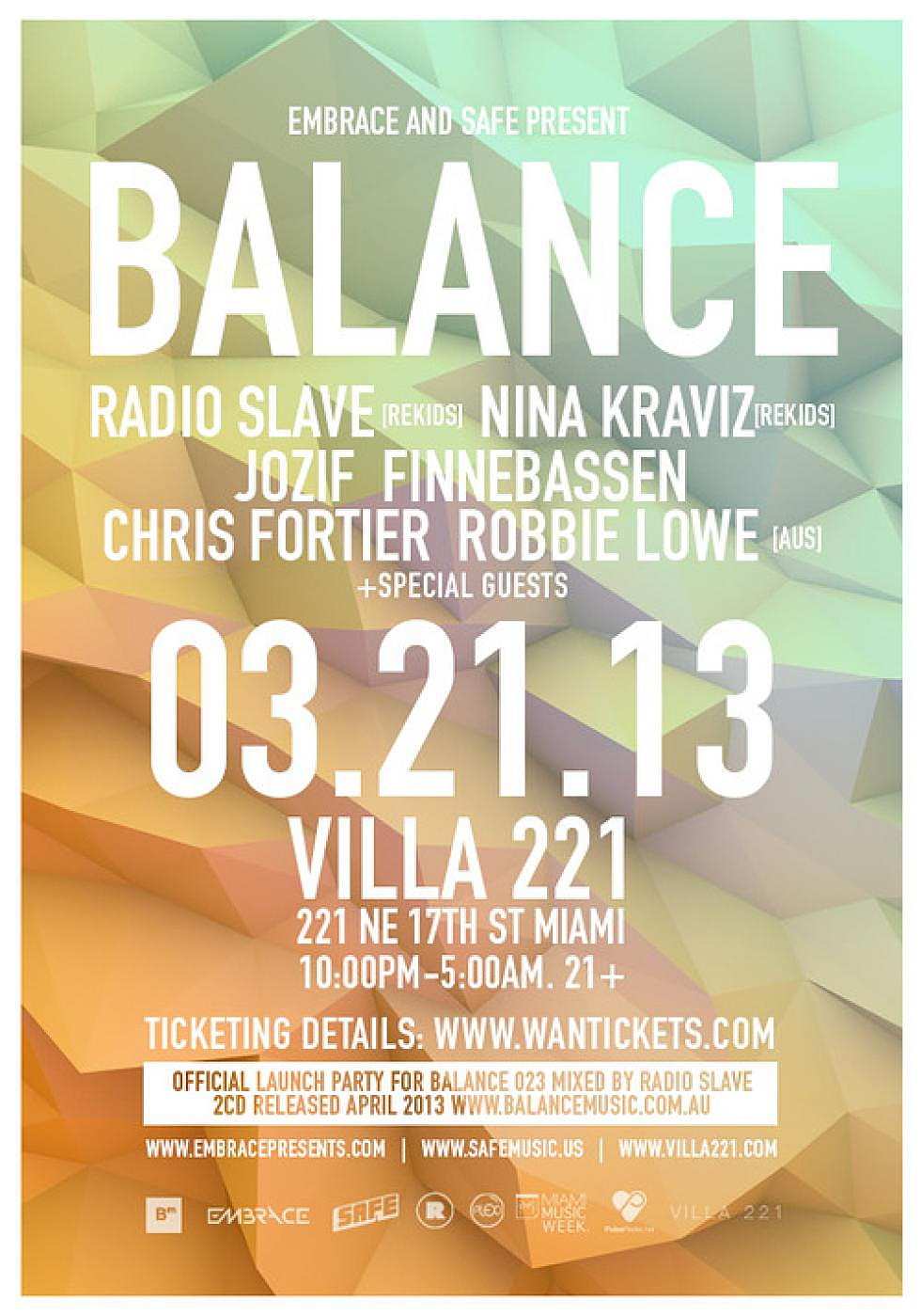 Balance Music Party at Villa 221 on March 21st