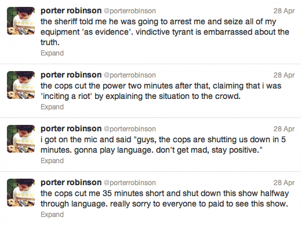 Porter Robinson accused of &#8220;inciting a riot&#8221; at Matador Music Festival in Santa Barbara, CA