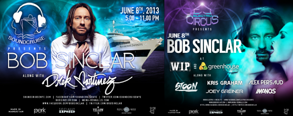 Bob Sinclair takes over NYC tomorrow with Sound Cruise and Electric Circus performances