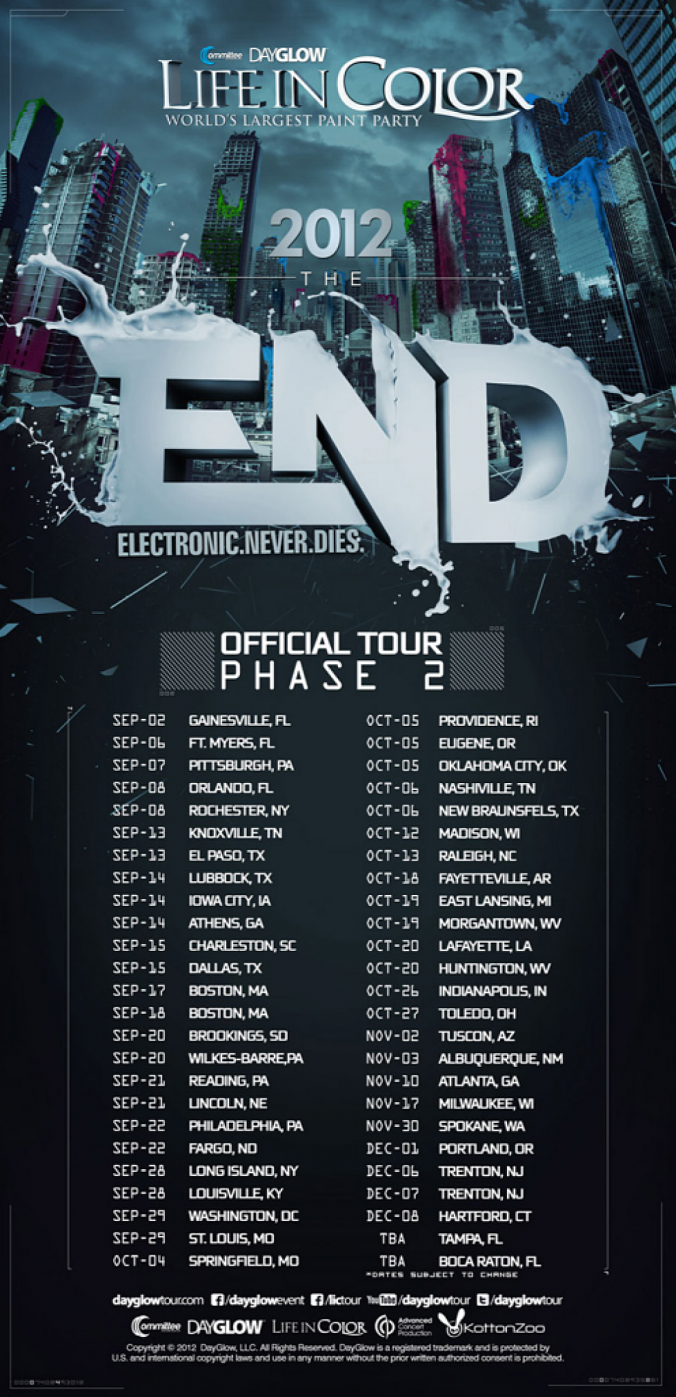 Day Glow [Life In Color] Announces Phase 2 Lineup for &#8220;The End&#8221; Tour