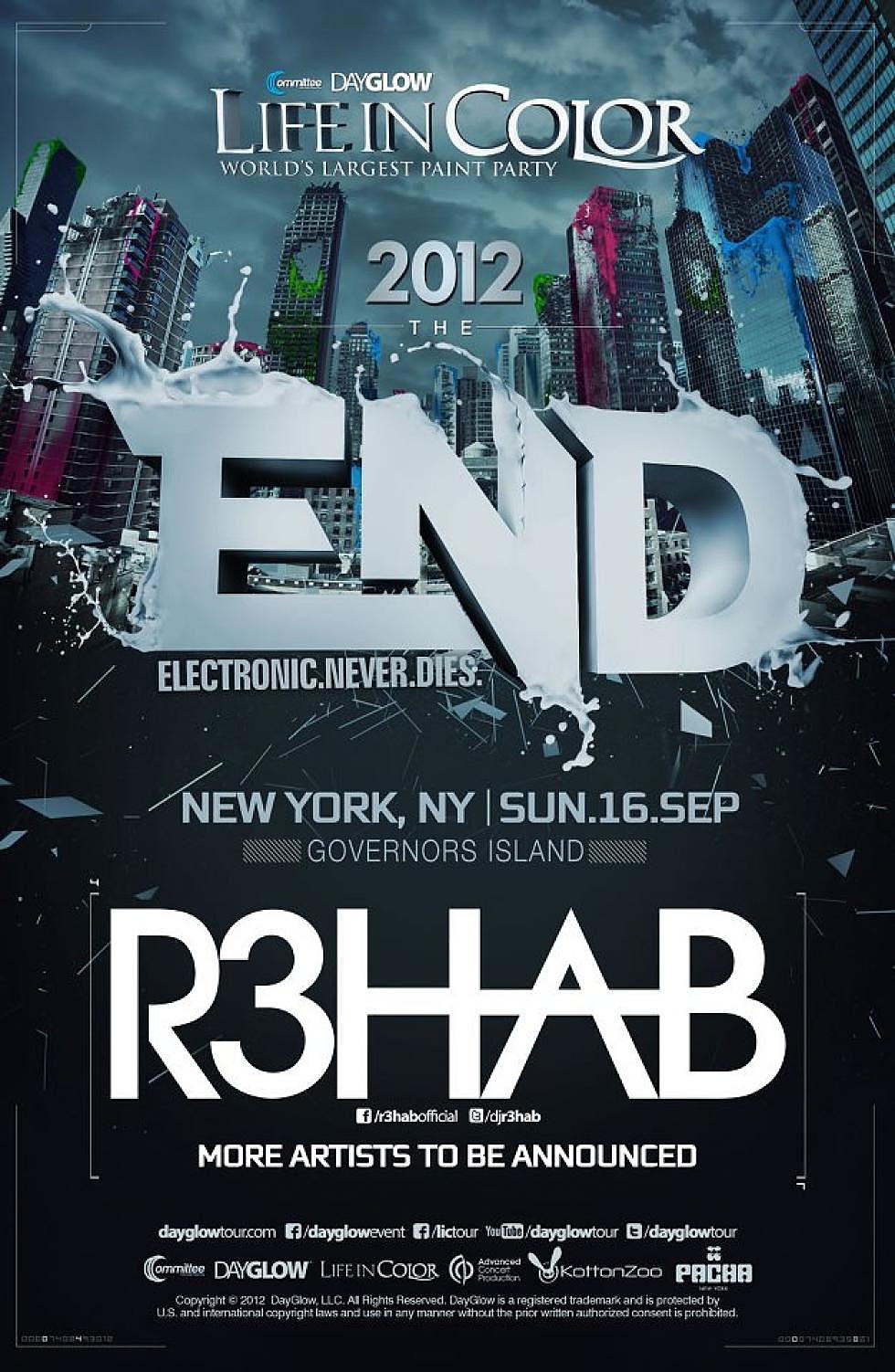DayGlow Life In Color Rescheduled for September 16th at Governors Island w/ R3hab