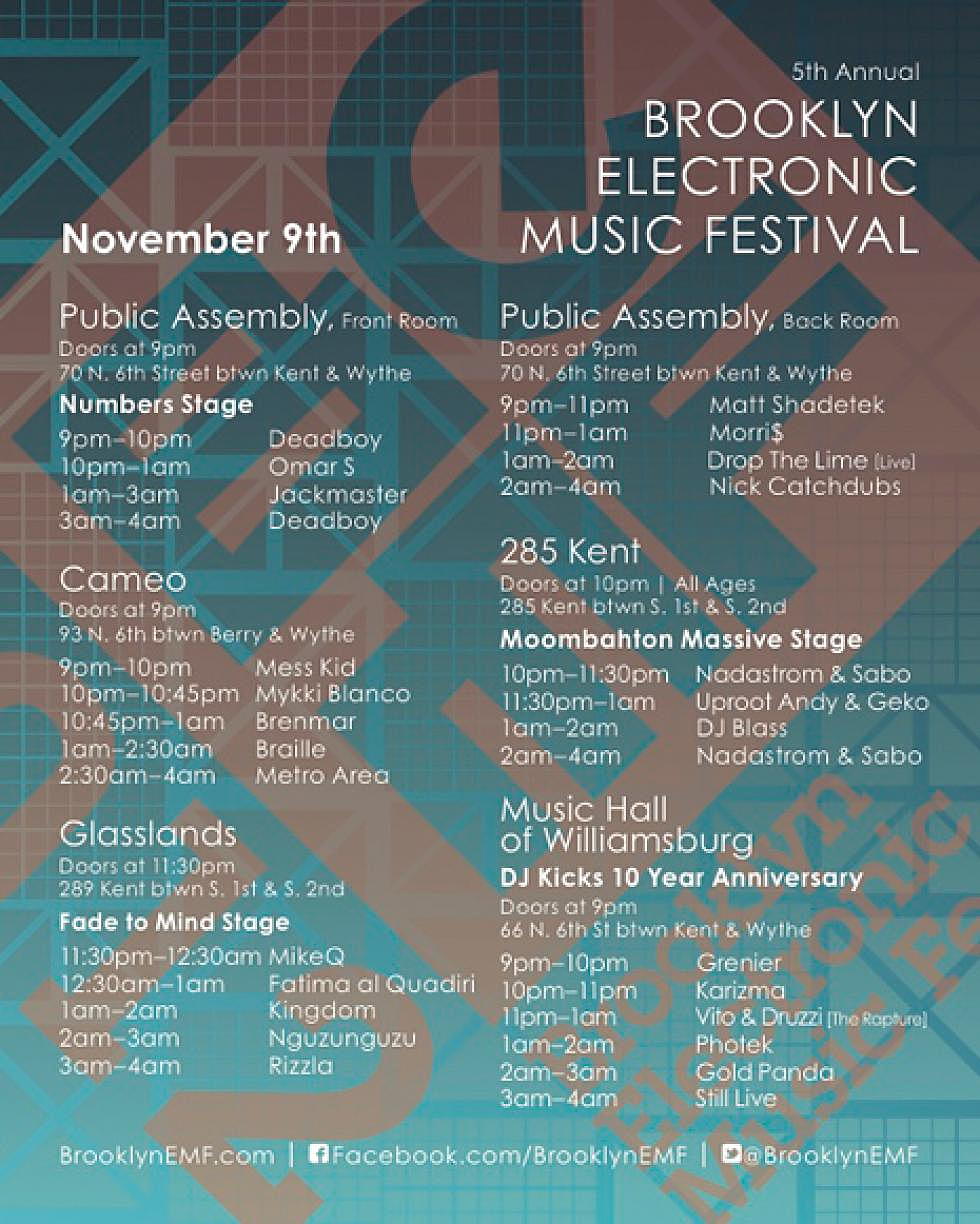 Brooklyn Electronic Music Festival November 9th &#038; 10th Schedule