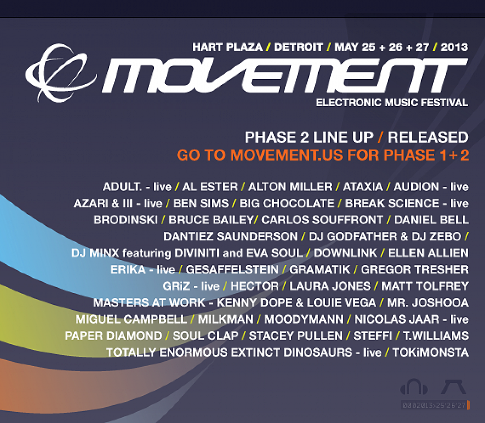 elektro exclusive: 2013 Movement Electronic Music Festival Phase Two Lineup