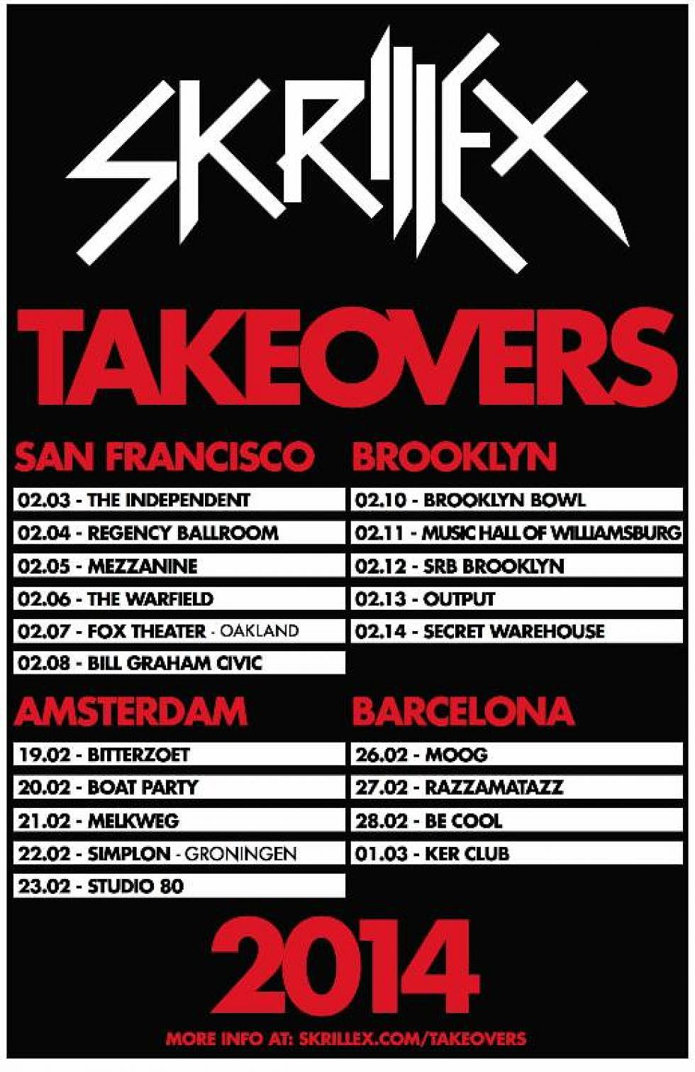 Skrillex to takeover San Francisco, Brooklyn, Amsterdam, &#038; Barcelona